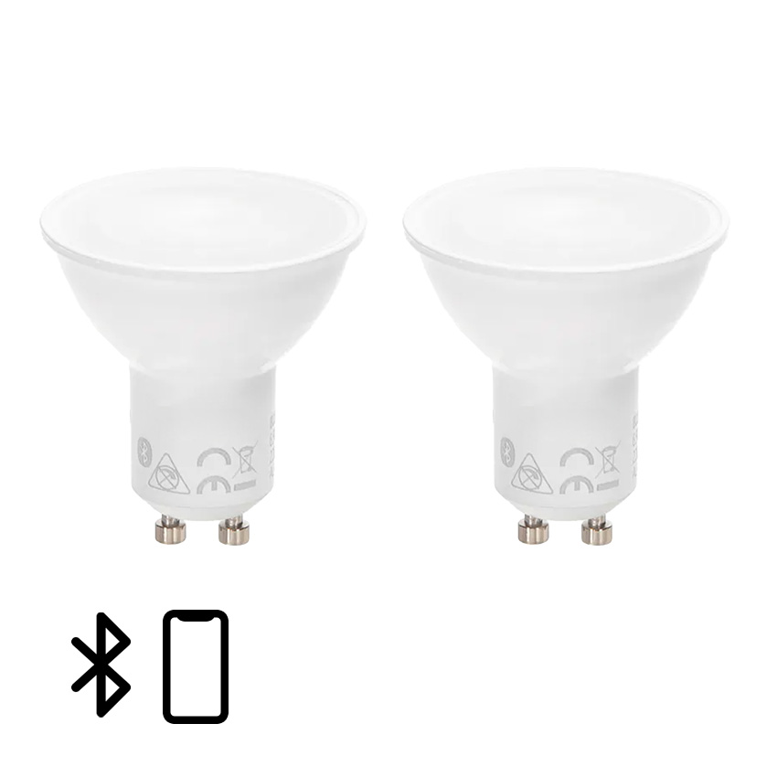 bluetooth MESH Smart GU10 6.5W RGB+CCT (2 piezas) ofrece iluminación personalizada y control remoto, permitiéndote cambiar colores y temperaturas según tu estado de ánimo y decoraciones.