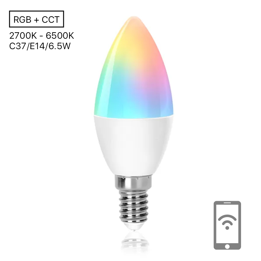 wB LED WiFi inteligente C37 E14 6,5 W