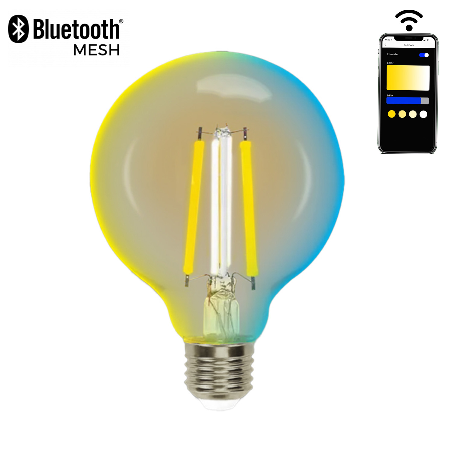 bombilla Bluetooth Mesh G80 6W CCT: ilumina tu espacio con estilo moderno y tecnología avanzada. Controla la temperatura de color y crea ambientes únicos en cada rincón.