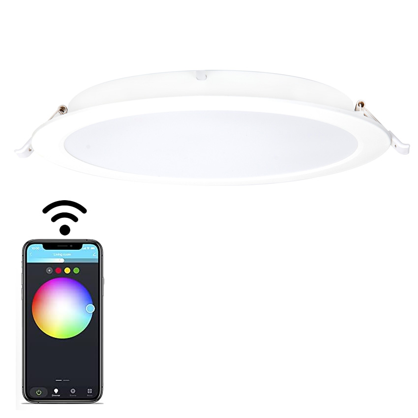 downlight inteligente Bluetooth MESH 18W RGB+CCT: ilumina tu espacio con colores vibrantes y control a distancia. Ajusta la luz según tu estado de ánimo y crea ambientes únicos. 